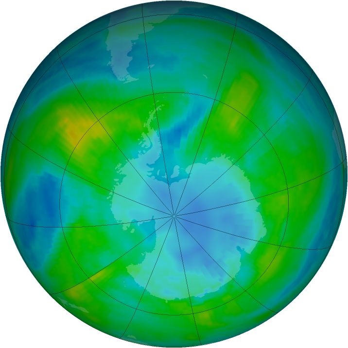 Antarctic ozone map for 13 April 1979